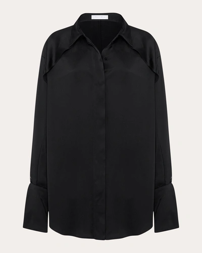 Shop Studio Amelia Women's Magma Draped-back Shirt In Black