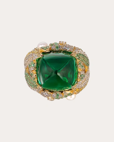 Shop Anabela Chan Women's Emerald Sugarloaf Berry Ring 18k Gold In Green