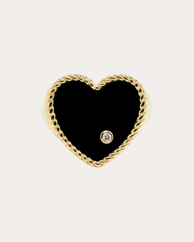 Shop Yvonne Léon Women's Onyx Heart Signet Ring In Black