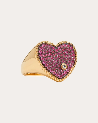 Shop Yvonne Léon Women's Pink Sapphire Heart Signet Ring 18k Gold