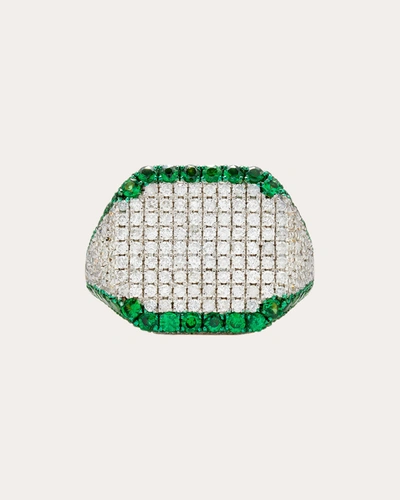 Shop Yvonne Léon Women's Tsavorite & Diamond Princess Ribbon Signet Ring In Green