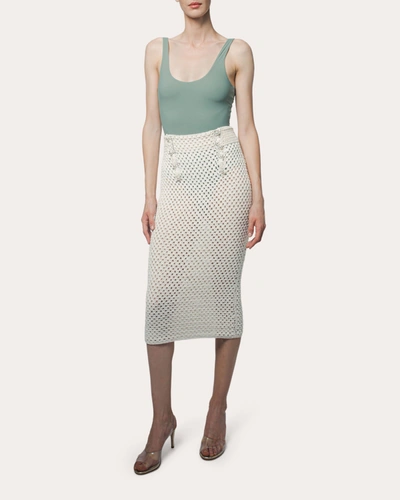 Shop Santicler Women's Scarlett Hand Crochet High Waist Skirt In White