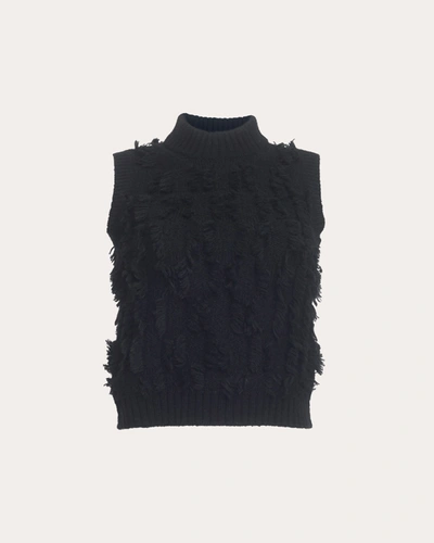 Eleven Six Women's Stella Fringed Alpaca-blend Knit Top In Black