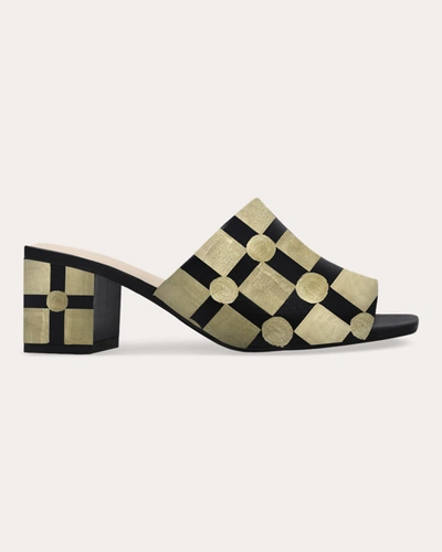 Shop Alepel Women's Black Geos Block-heel Sandal In Black/gold