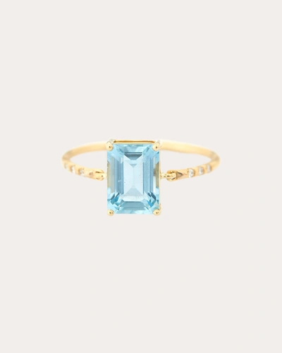 Shop Yi Collection Women's Aquamarine & Diamond Petite Circle Ring In Blue