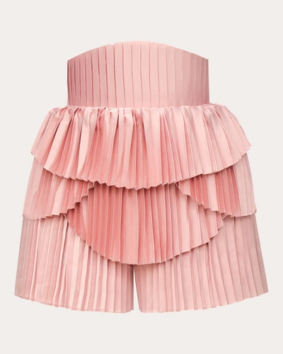 Shop Andrea Iyamah Women's Hibi Pleated High-rise Shorts In Pink