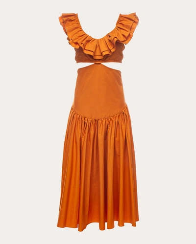 Shop Vasiliki Women's Mia Poplin Midi Dress In Orange
