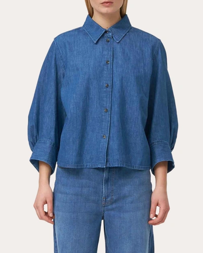 Shop Tomorrow Women's New Hepburn Three-quarter Sleeve Denim Shirt In Blue