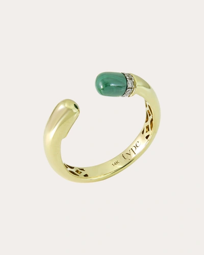 Type Jewelry Women's Tube 14k Gold Malachite And Diamond Ring In Green