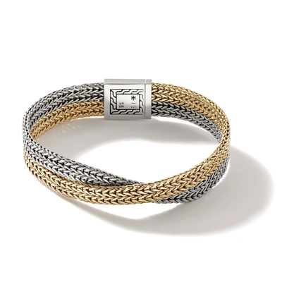 John Hardy Rata 12mm Double Row Bracelet In Silver & Gold