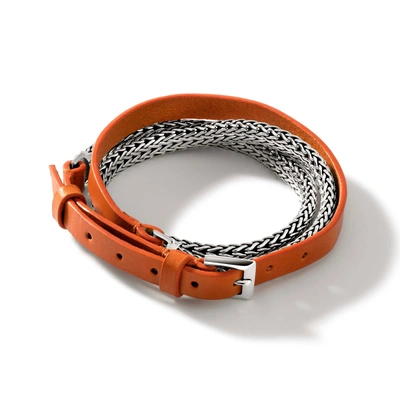 Shop John Hardy Icon Wrap Bracelet In Orange Leather