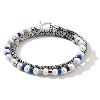 John Hardy Sterling Silver Pearl Wrap Bracelet In Silver