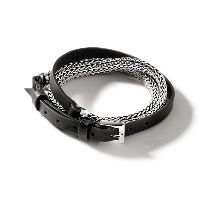 Shop John Hardy Icon Wrap Bracelet In Black Leather