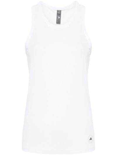 Shop Adidas By Stella Mccartney Logo Ribbed Tank Top In White