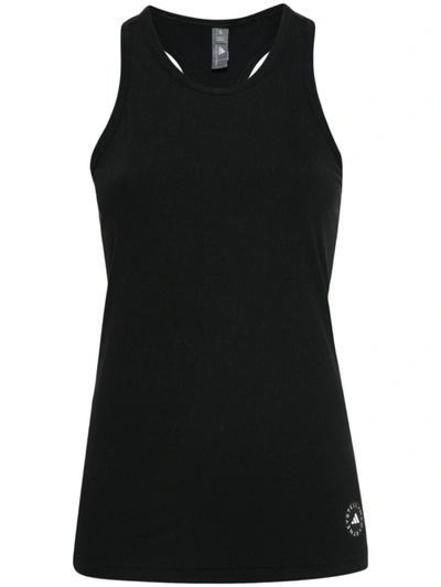 Shop Adidas By Stella Mccartney Logo Ribbed Tank Top In Black