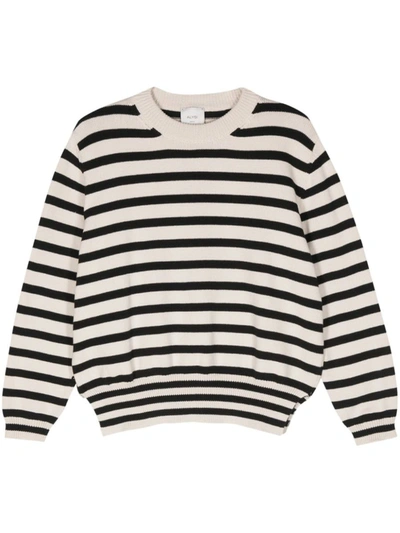 Shop Alysi Striped Sweater In White