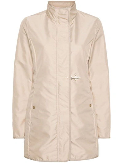 Fay Virginia Coat Stand-up Collar In Beige