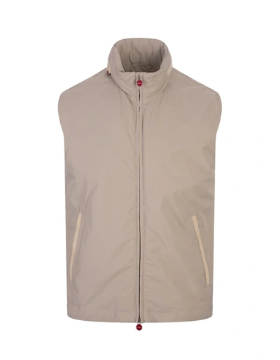 Shop Kiton Beige Vest With Pull-out Hood In Brown