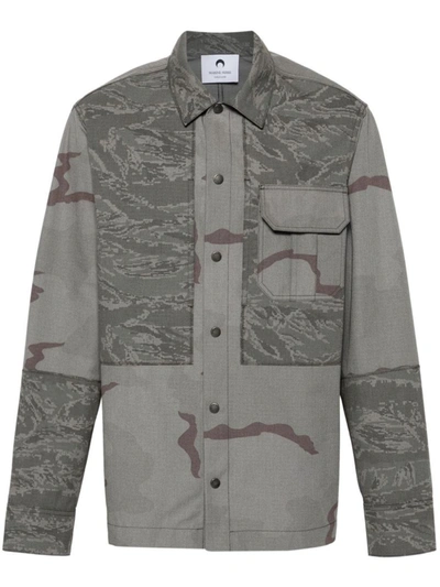 Marine Serre Pattern Printed Casual Jacket In Grey