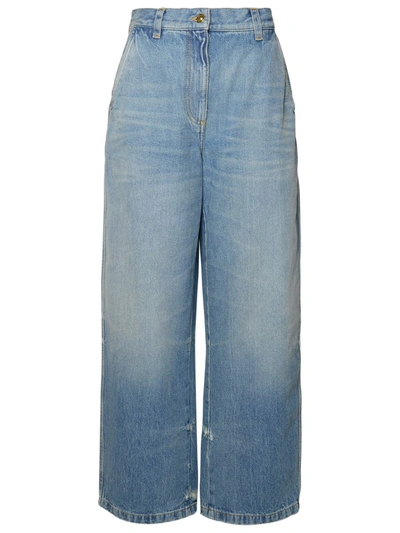 Shop Palm Angels Light Blue Cotton Jeans