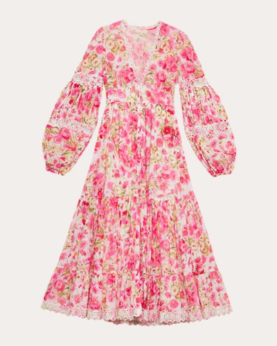 Shop Bytimo Women's Cotton Slub Tiered Maxi Dress In Pink
