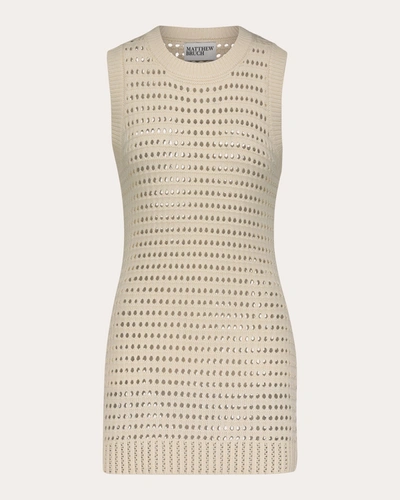 Shop Matthew Bruch Women's Knit Mesh Tank Mini Dress In White