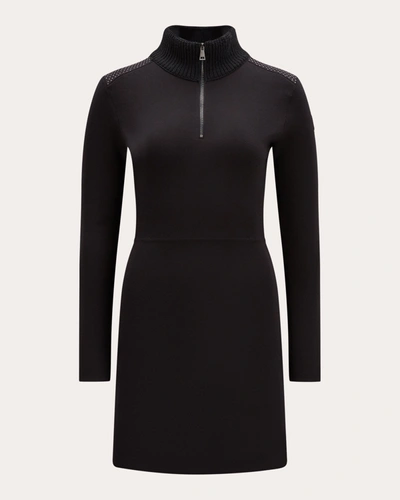 Shop Moncler Women's Knit Wool Mini Dress In Black