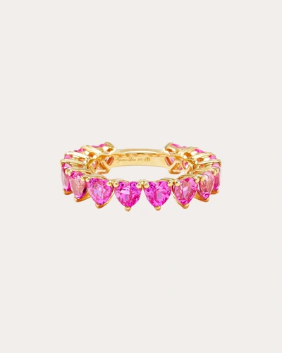Shop Yvonne Léon Women's Pink Crystal Mini Heart Alliance Ring 9k Gold