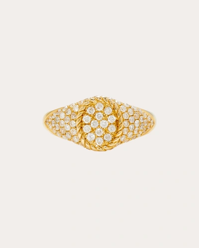 Shop Yvonne Léon Women's Diamond Oval Baby Signet Ring In Gold