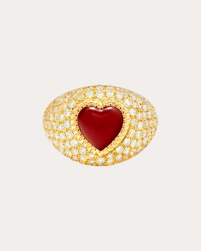 Shop Yvonne Léon Women's Red Agate Heart Dome Ring 9k Gold