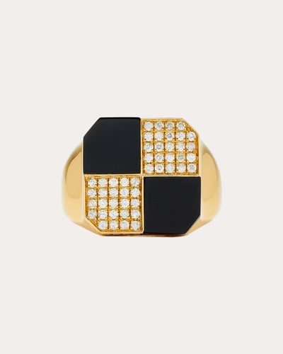 Shop Yvonne Léon Women's Onyx & Diamond Small Damier Ring In Black