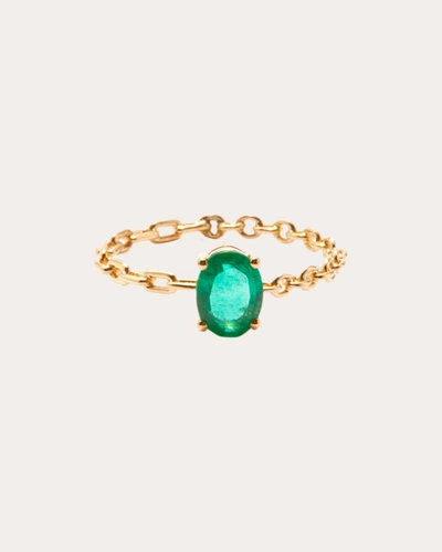 Shop Yvonne Léon Women's Emerald Chain Solitaire Ring In Green