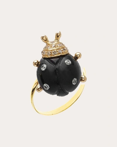 Shop Casa Castro Women's Bug Onyx & Diamond Ladybug Ring In Black