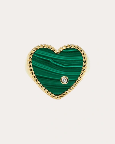 Shop Yvonne Léon Women's Malachite Heart Signet Ring In Green