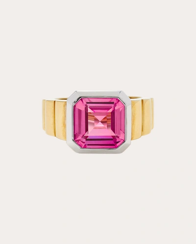 Shop Yvonne Léon Women's Pink Crystal Mini Princess Signet Ring 9k Gold