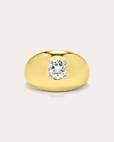 Shop Yvonne Léon Women's Topaz Two-tone Solitaire Dome Ring In Gold