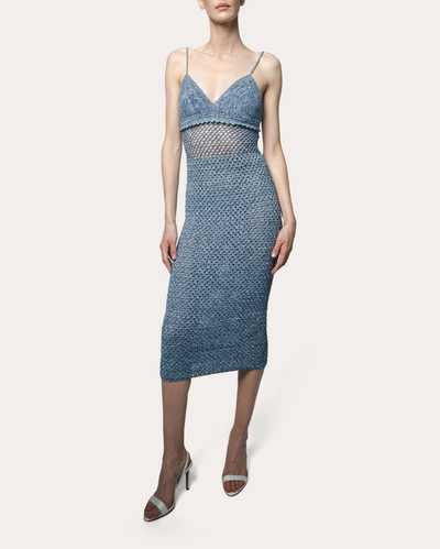 Shop Santicler Women's Viola Hand Crochet Strappy Dress In Blue
