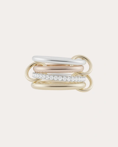 Spinelli Kilcollin Women's Cancer Deux 18k Two-tone Gold Sterling Silver And Diamond Linked Rings In Gold/silver