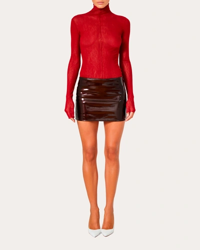 Shop Laquan Smith Women's Low Slung Mini Skirt In Brown