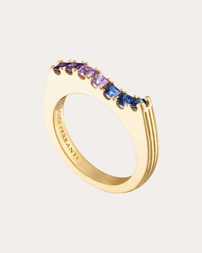 Shop Gigi Ferranti Women's Blue & Purple Sapphire Portofino Wave Ring In Blue/purple