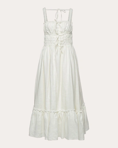 Shop Vasiliki Women's Amara Linen Midi Dress In White