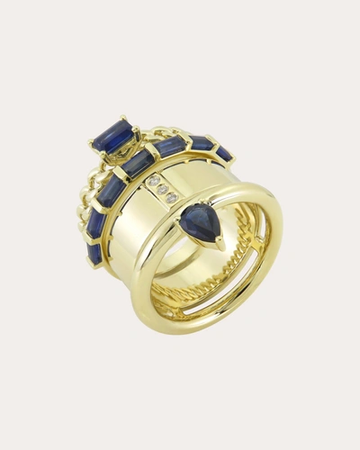 Type Jewelry Women's Type Stack 14k Gold Sapphire And Diamond Ring In Blue