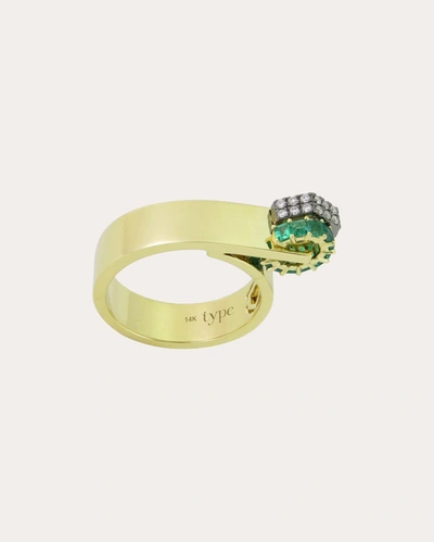 Type Jewelry Women's Beau 14k Gold Emerald And Diamond Ring In Green