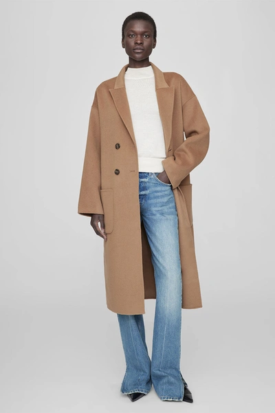 Shop Anine Bing Dylan Coat In Camel Cashmere Blend In Oat