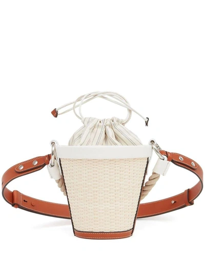 Shop Maison Margiela Fire Bucket Woven-raffia Shoulder Bag In White