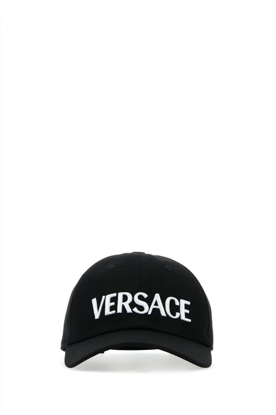 Shop Versace Hats And Headbands In Blackwhitegold