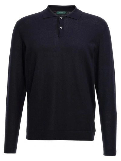 Shop Zanone Cotton Silk Polo Shirt In Blue