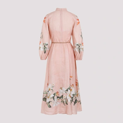 Shop Zimmermann Lexi Billow Long Dress In Pink & Purple