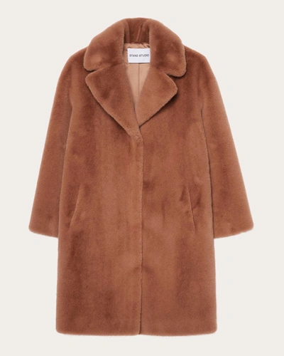 Stand Studio Women's Camille Faux-fur Cocoon Coat In Brown