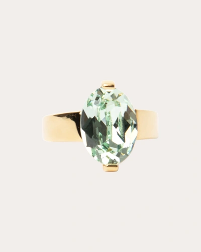 Shop Short & Suite Women's Light Green Swarovski Stone Oval Ring 14k Gold